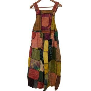 Patchwork Hippie Harem Overalls Multicolored Boho Festival Bohemiam OS